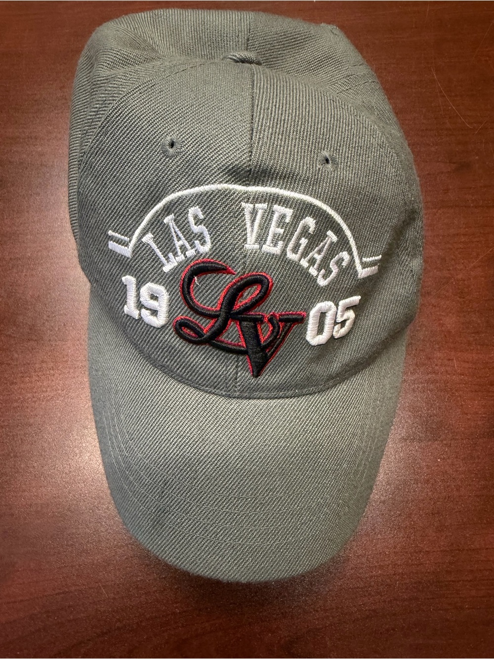 Las Vegas LV Embroidered Olive Green Baseball Cap